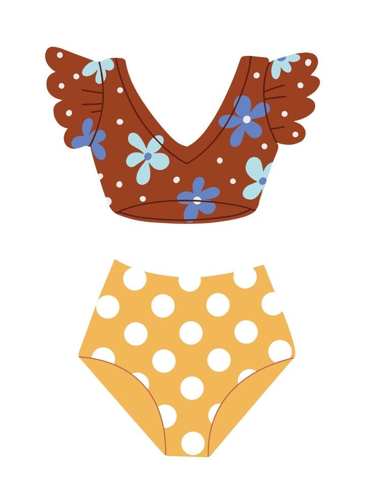 bañador de mujer de dos piezas. traje de baño estilo retro. ilustración vectorial vector