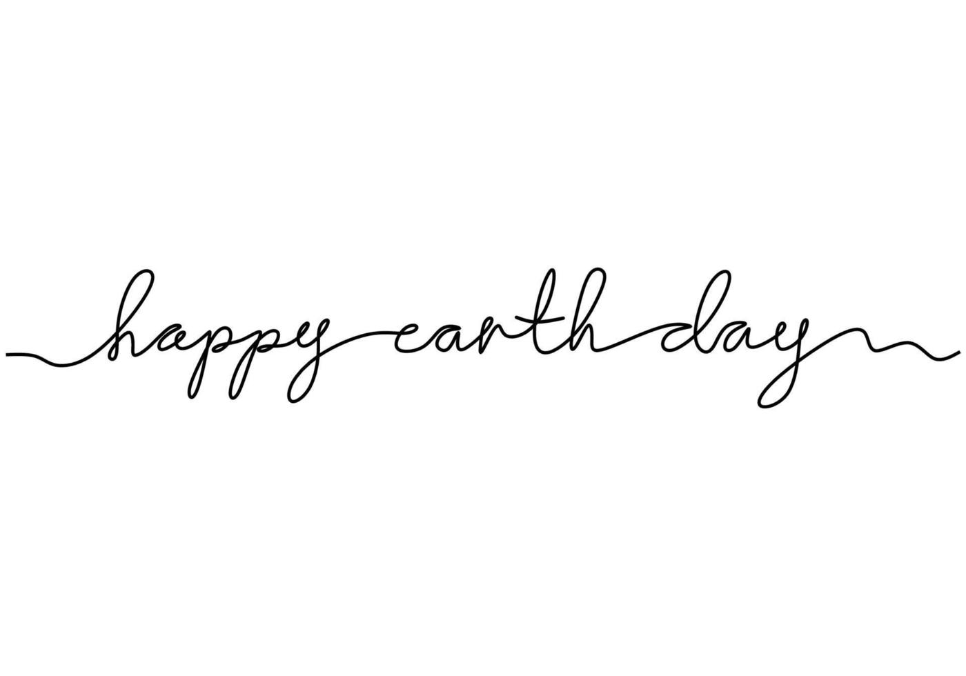 World environment day minimalism vector web banner, poster with lettering Happy Earth Day. One continuous line drawing. Save our planet and make it better place. Back to nature concept