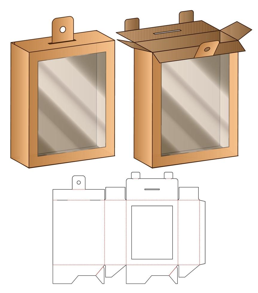 diseño de plantilla troquelada de embalaje de caja. Maqueta 3d vector