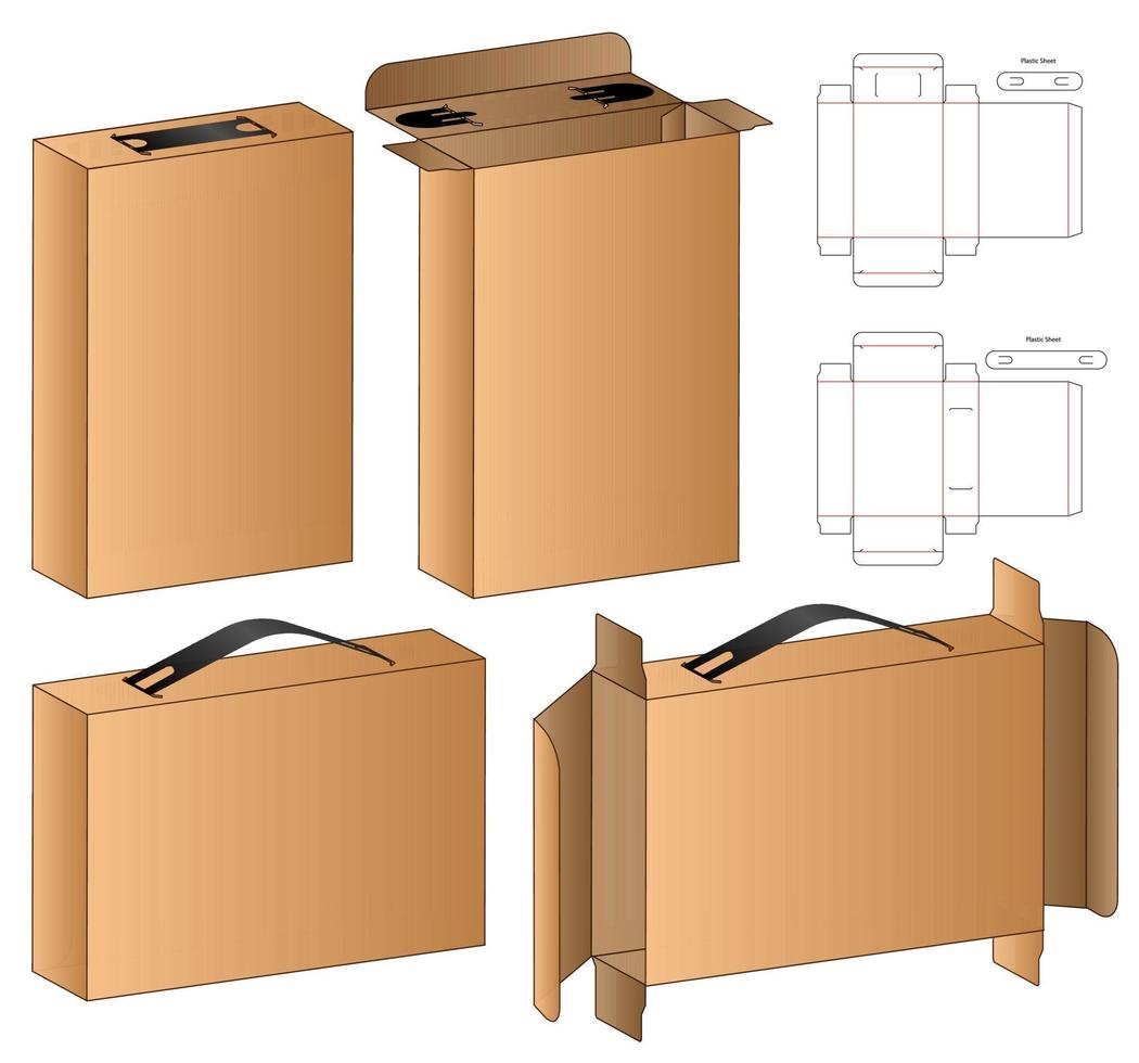 Box packaging die cut template design. 3d mock-up vector