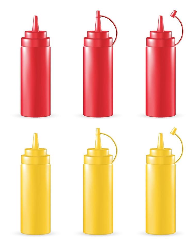 real 3d red and yellow sauce tube vector