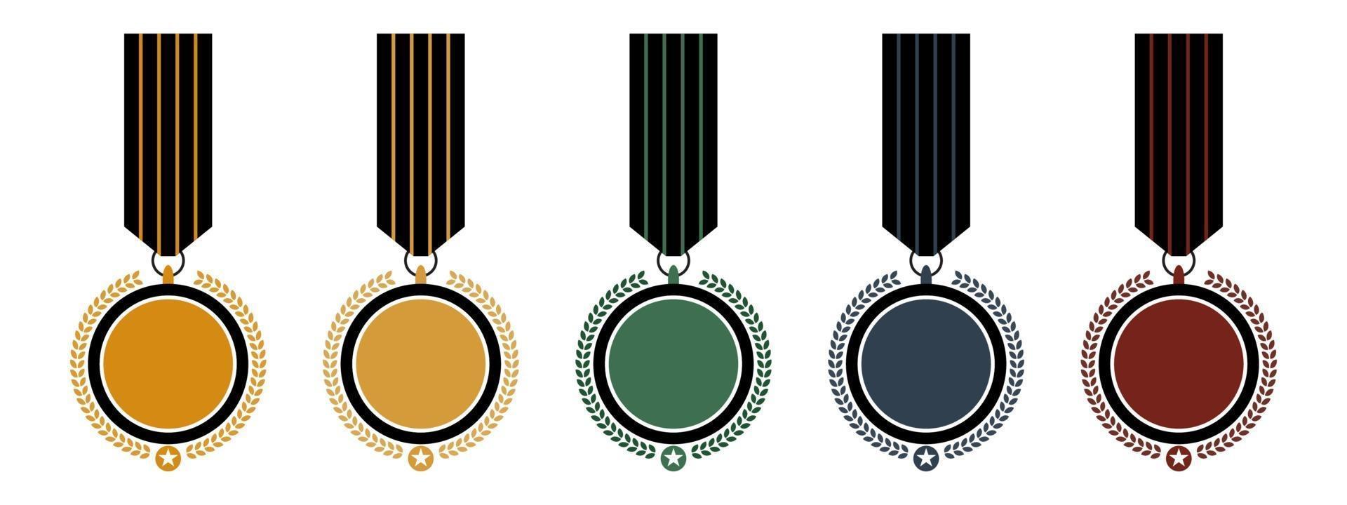 Classic badge medal logo template. Competition award medals game vector illustration.