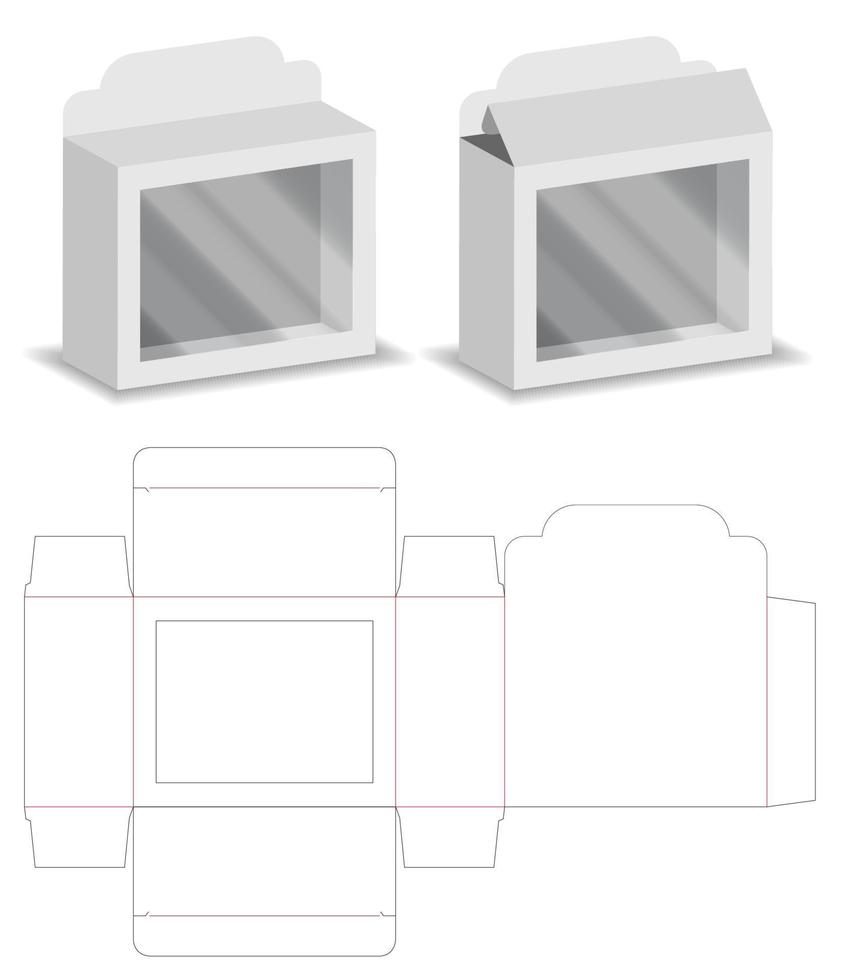 diseño de plantilla troquelada de embalaje de caja. Maqueta 3d vector