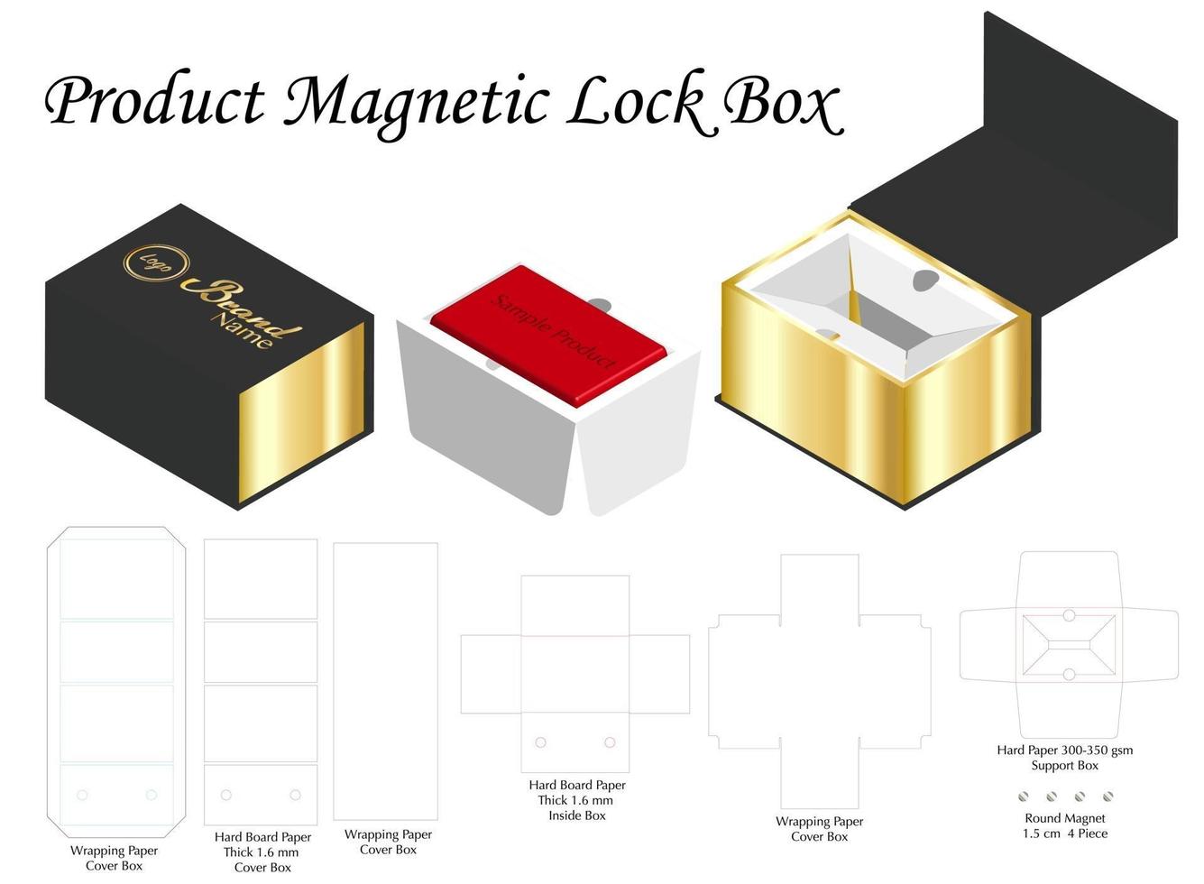 Box packaging die cut template design. 3d mock-up vector