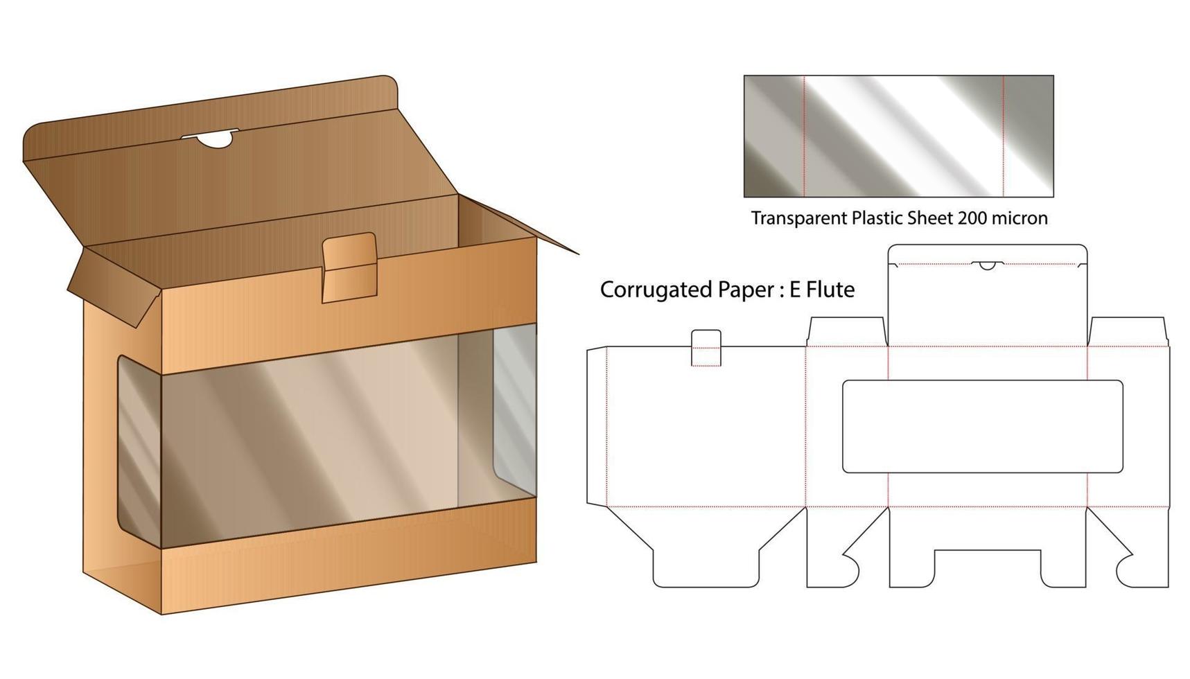 Box packaging die cut template design. 3d mock-up vector