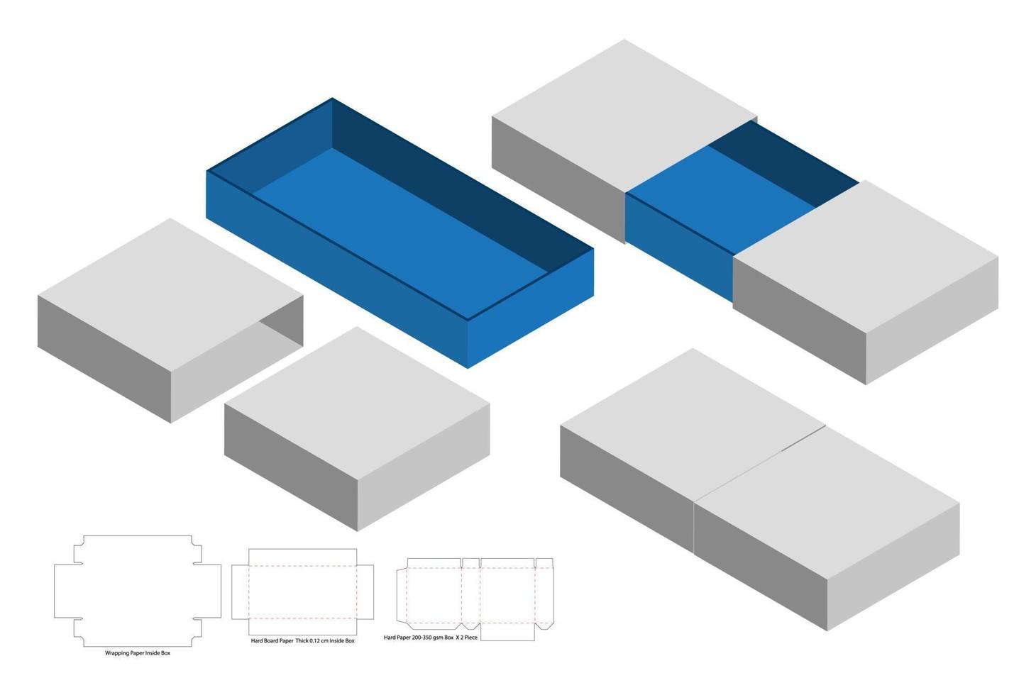 Box packaging die cut template design. 3d mock-up vector