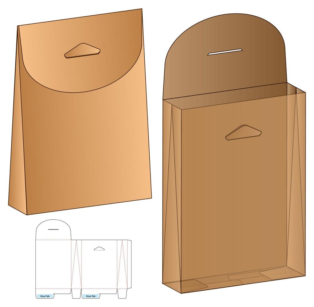 diseño de plantilla troquelada de embalaje de caja. Maqueta 3d vector