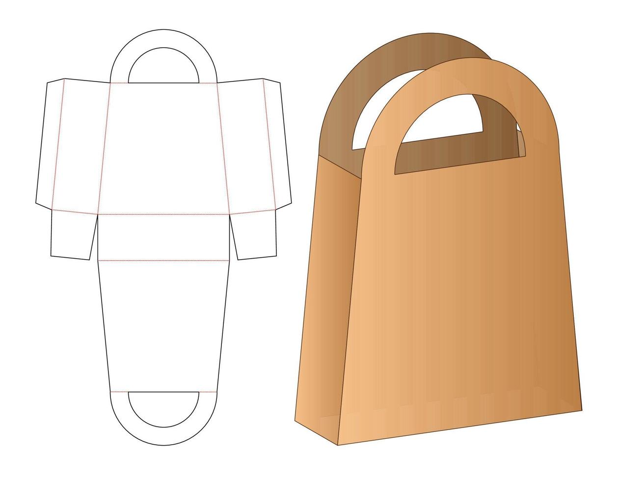 diseño de plantilla troquelada de embalaje de caja. Maqueta 3d vector