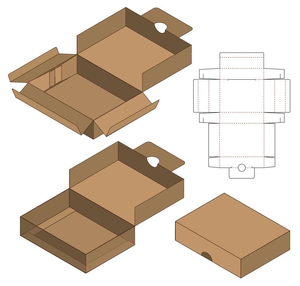 Box packaging die cut template design. 3d mock-up vector