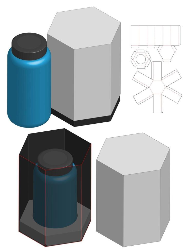 Box packaging die cut template design. 3d mock-up vector