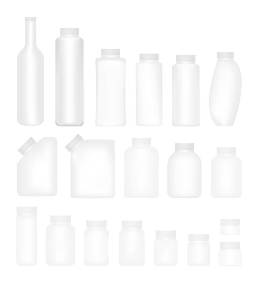 Blank Set of Plastic Packaging Bottles with Cap vector