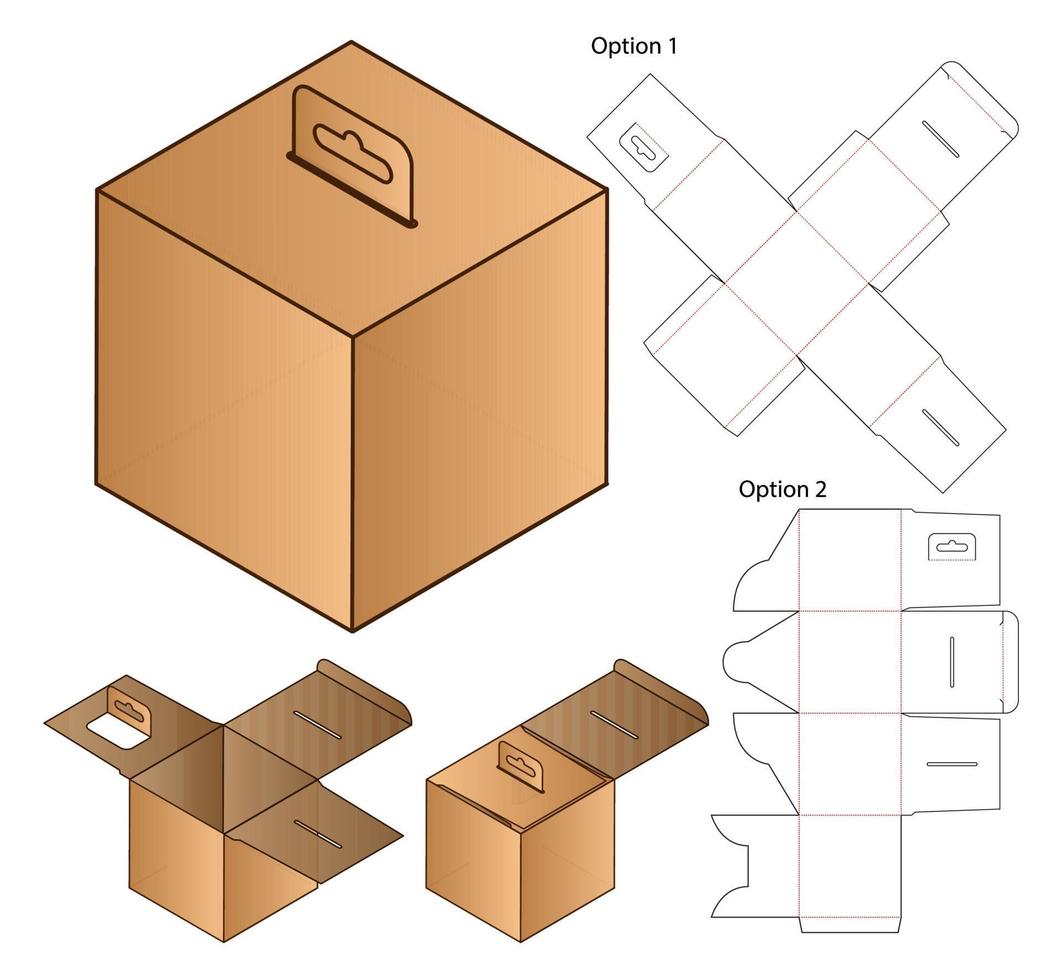 diseño de plantilla troquelada de embalaje de caja. Maqueta 3d vector