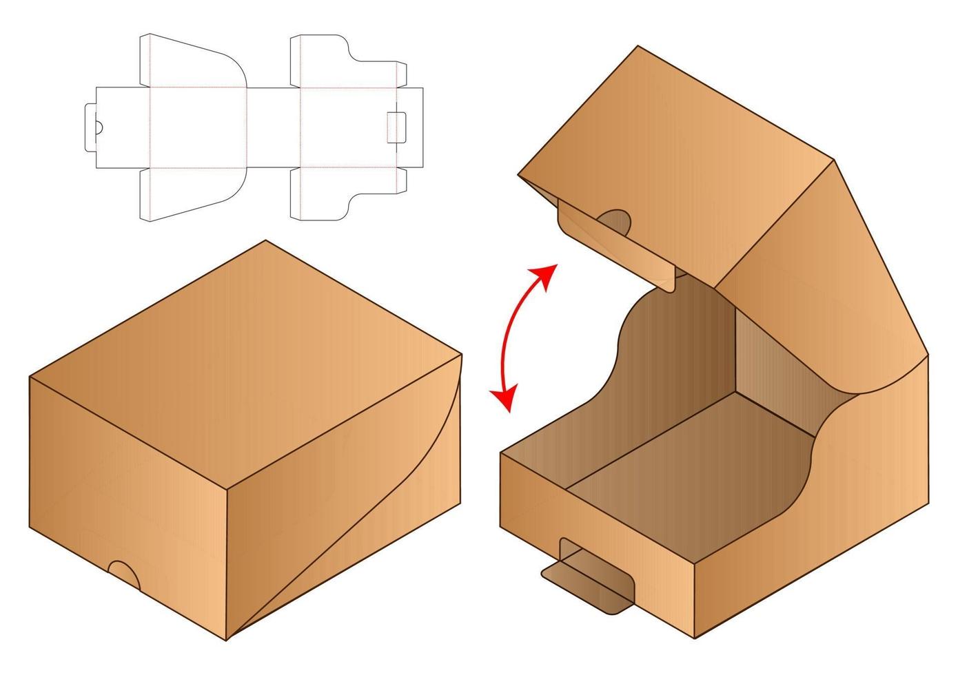 Box packaging die cut template design. 3d mock-up vector