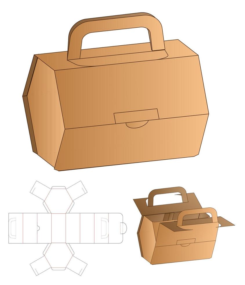 diseño de plantilla troquelada de embalaje de caja. Maqueta 3d vector