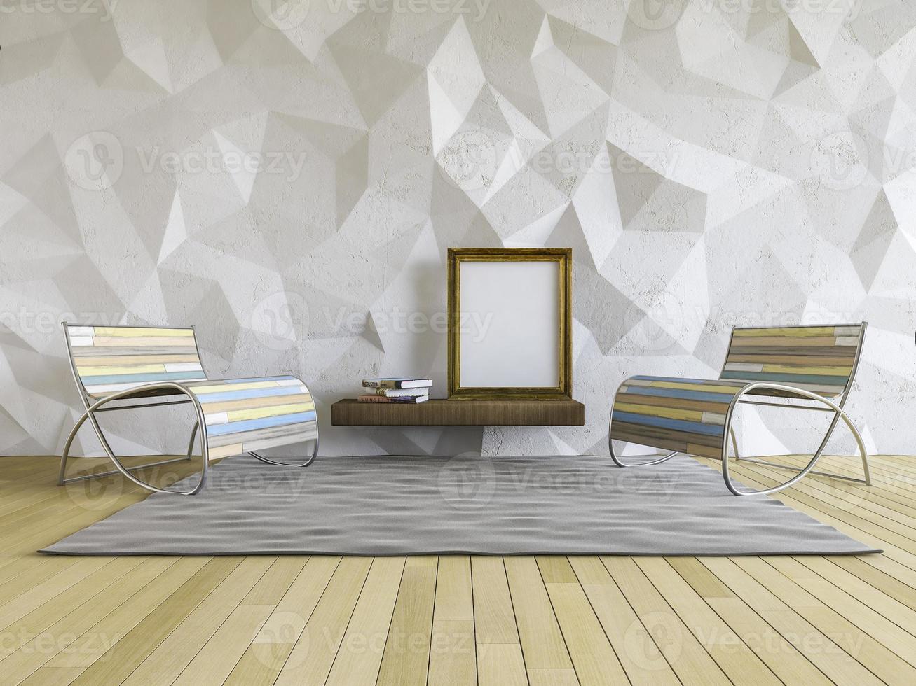 3D interior polygon wall photo