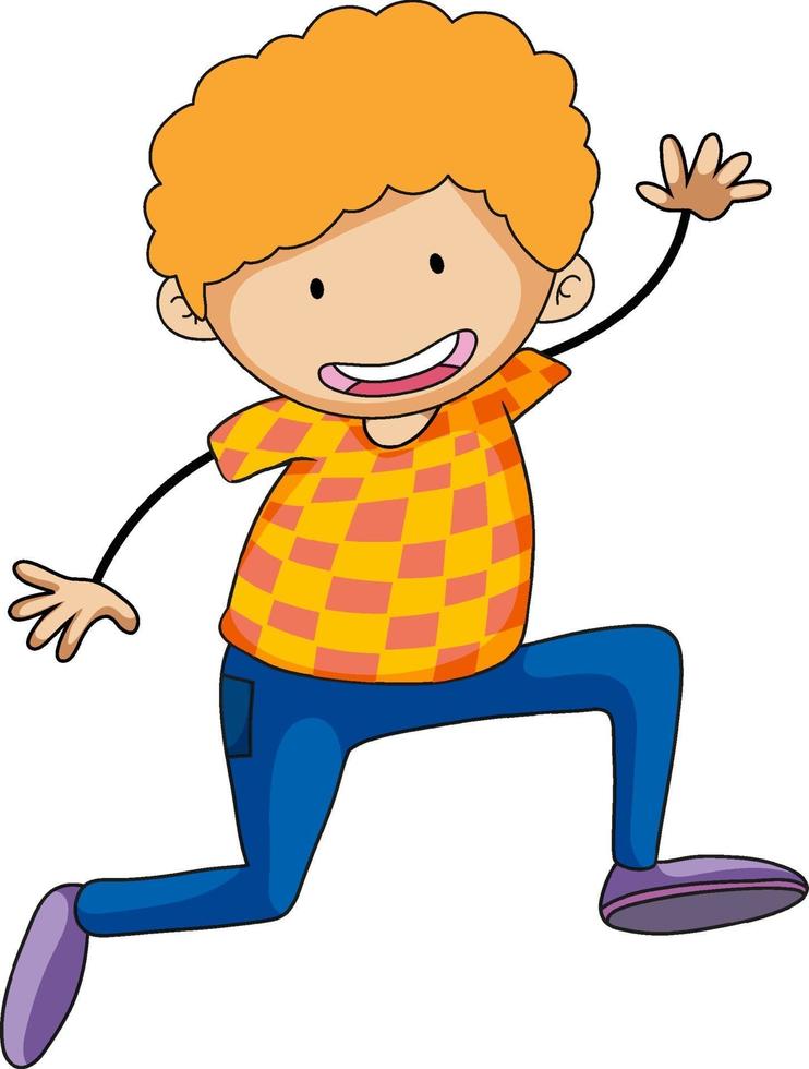 A happy boy doodle cartoon character isolated vector