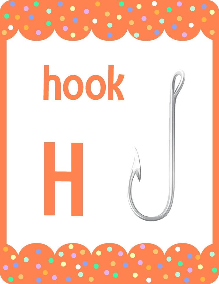 Alphabet flashcard with letter H for Hook vector