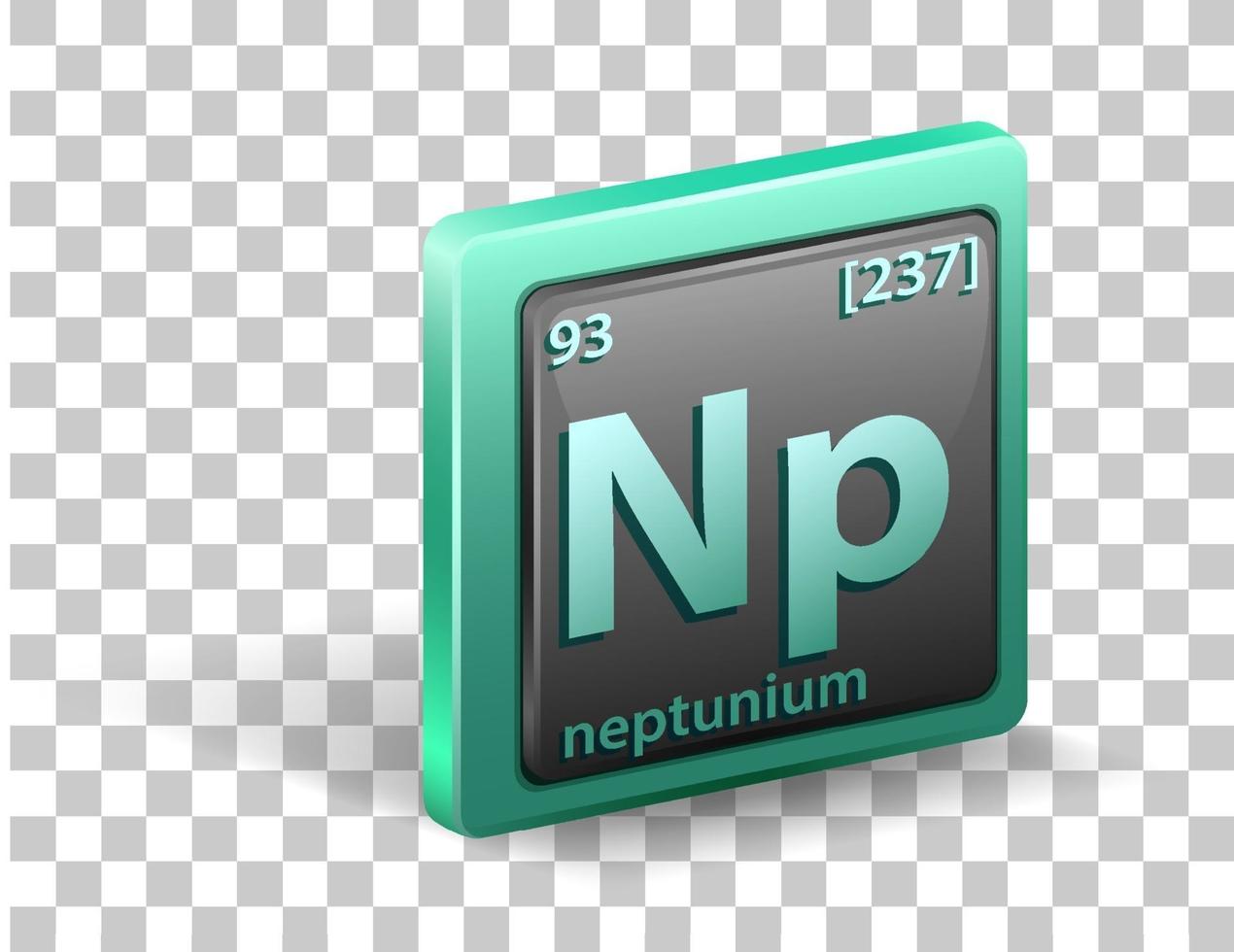 Neptunium chemical element Chemical symbol with atomic number and atomic mass vector