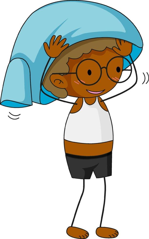 Cute boy cartoon character in hand drawn doodle style isolated vector