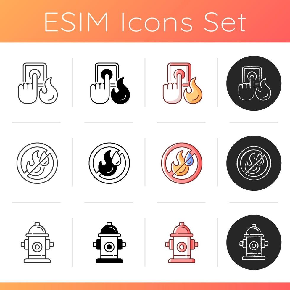 Fire extinguishing icons set vector