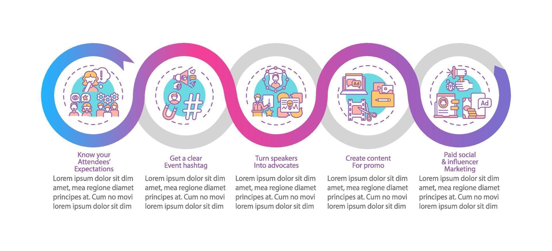 Plantilla de infografía de vector de marketing de eventos virtuales