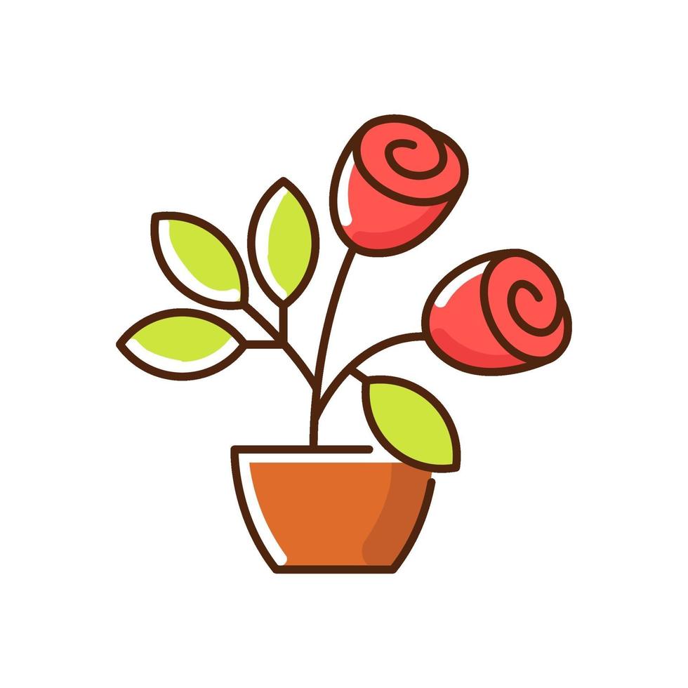 Rose bushes RGB color icon vector