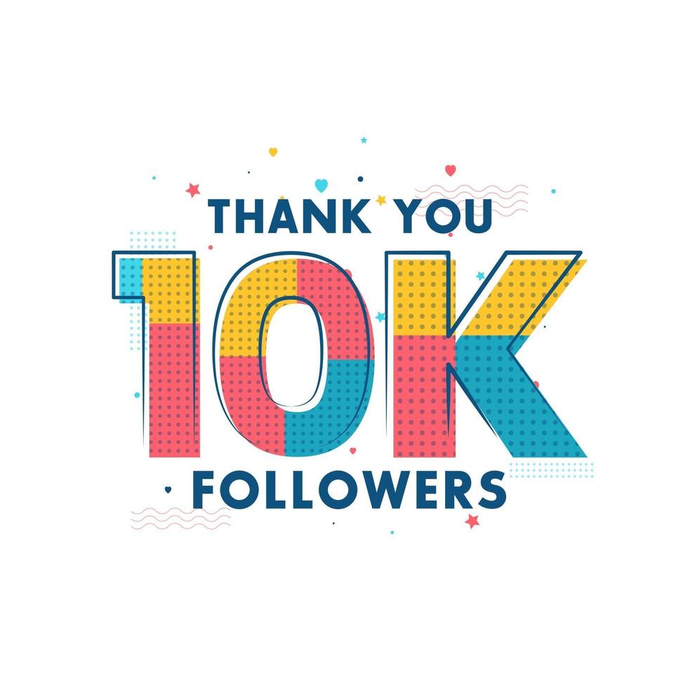 gracias celebración de 10k seguidores, tarjeta de felicitación para 10000 seguidores sociales. vector