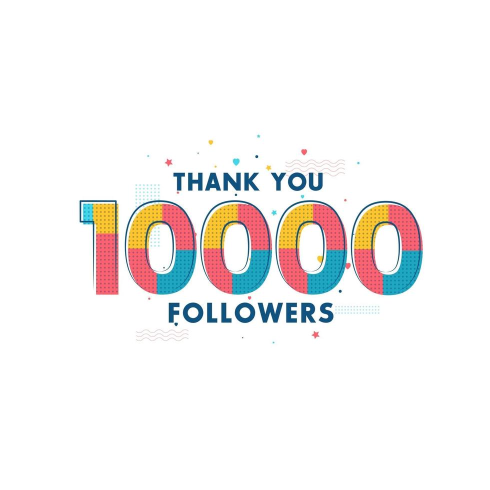 gracias celebración de 10000 seguidores, tarjeta de felicitación para 10k seguidores sociales. vector