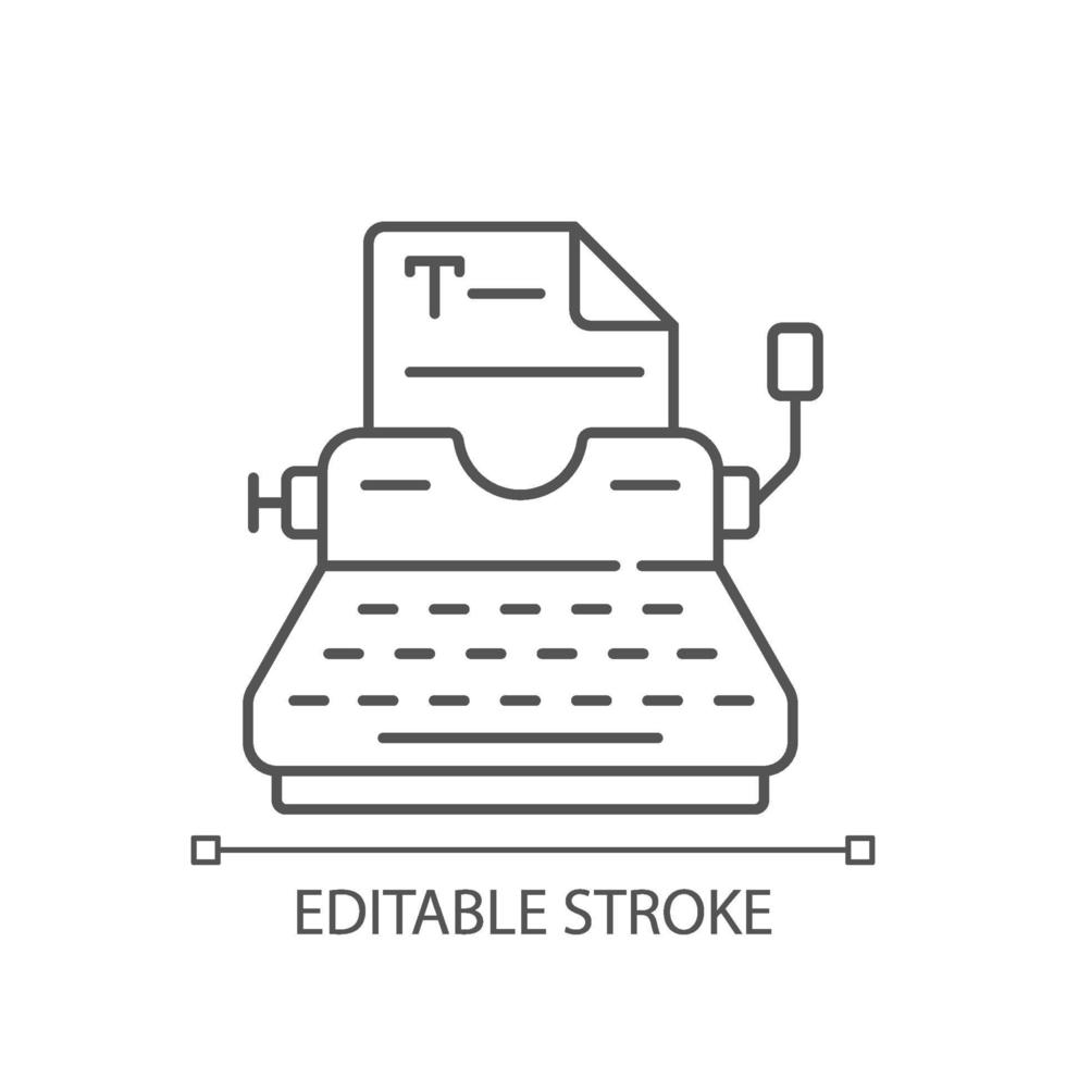 icono lineal de máquina de escribir vector