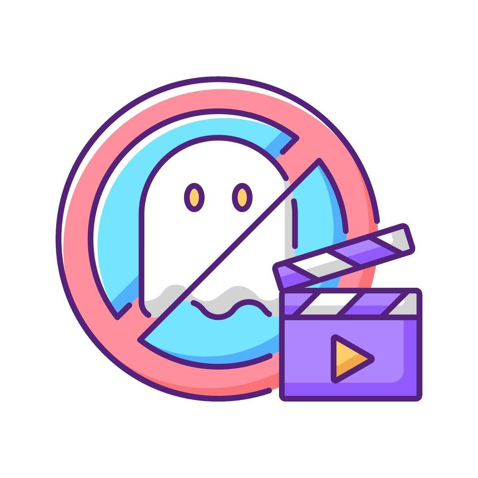 no hay películas de terror icono de color rgb vector