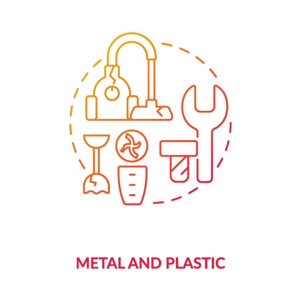 icono de concepto de metal y plástico vector