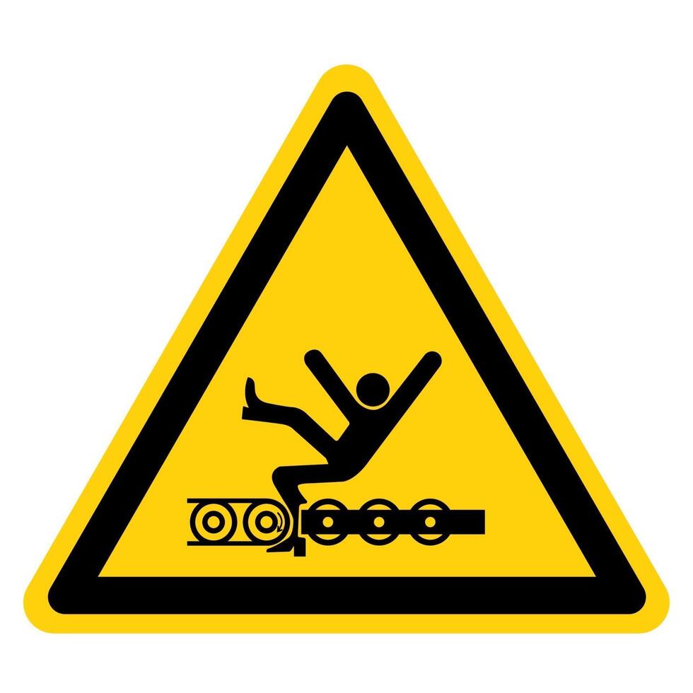 Warning Exposed Conveyor And Moving Parts Will Cause Service Injury Or Death Symbol Sign Isolate on White Background vector