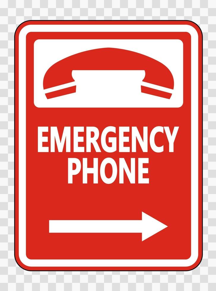 Emergency Phone Right Arrow Sign on transparent background vector