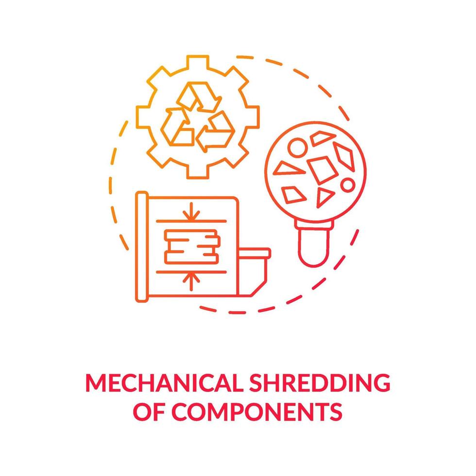 Mechanical components shredding concept icon vector