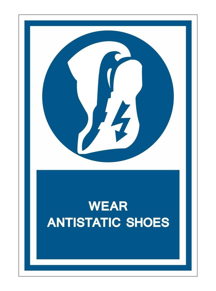 Wear anti static shoes Symbol Sign vector