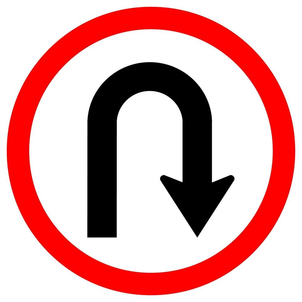 U Turn Right Traffic Road Sign vector