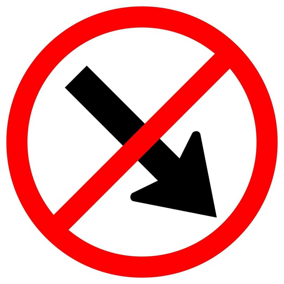Prohibir mantenerse a la derecha junto a la flecha círculo rojo tráfico señal de tráfico vector