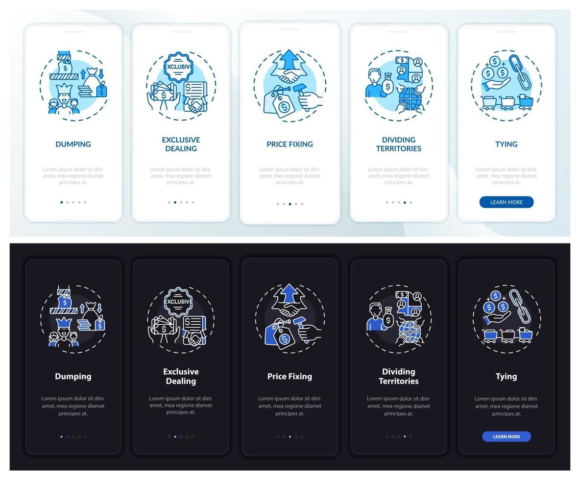 Uncompetitive ways onboarding mobile app page screen with concepts vector