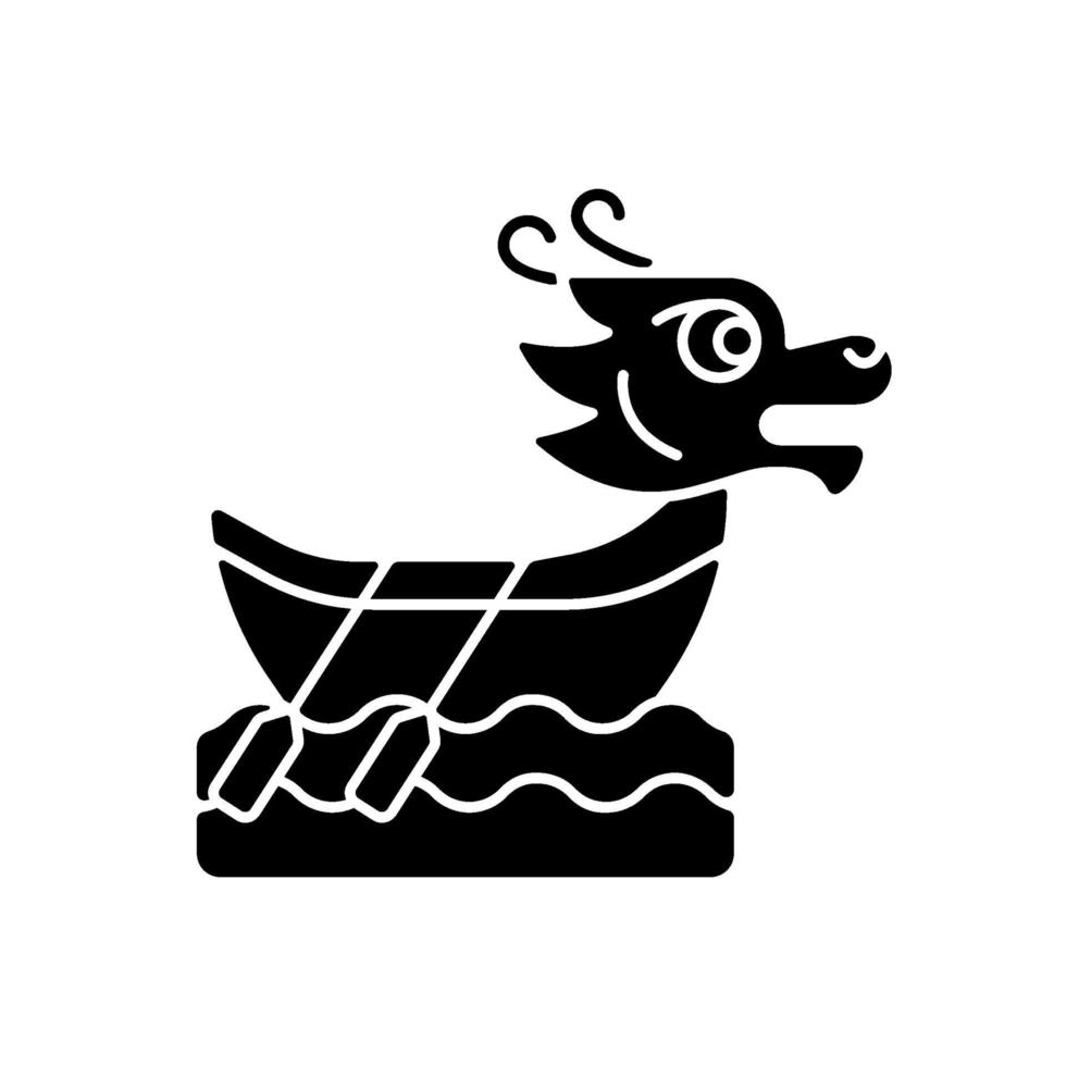 Dragon boat festival black glyph icon vector