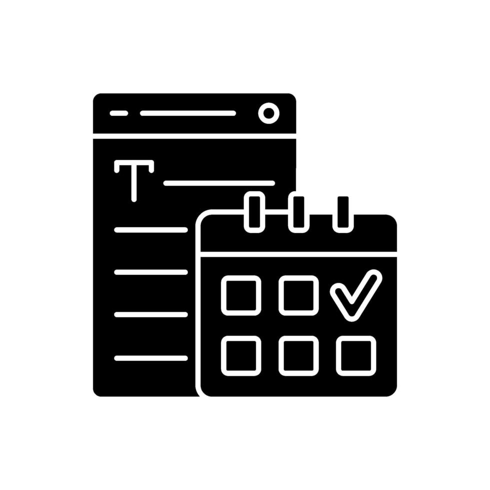 Meeting deadlines black glyph icon vector