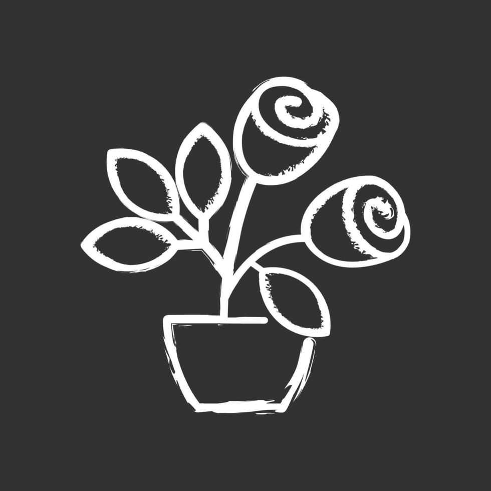 Rosales tiza icono blanco sobre fondo negro vector