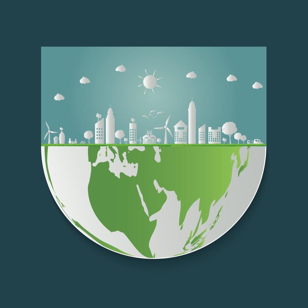 Ecology.Green cities help the world with eco-friendly concept ideas.vector illustration vector