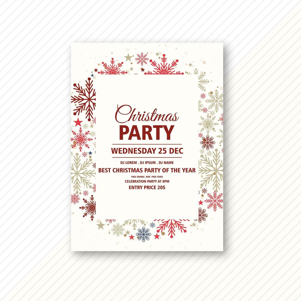 plantilla de tarjeta de invitación de celebración de fiesta de navidad vector