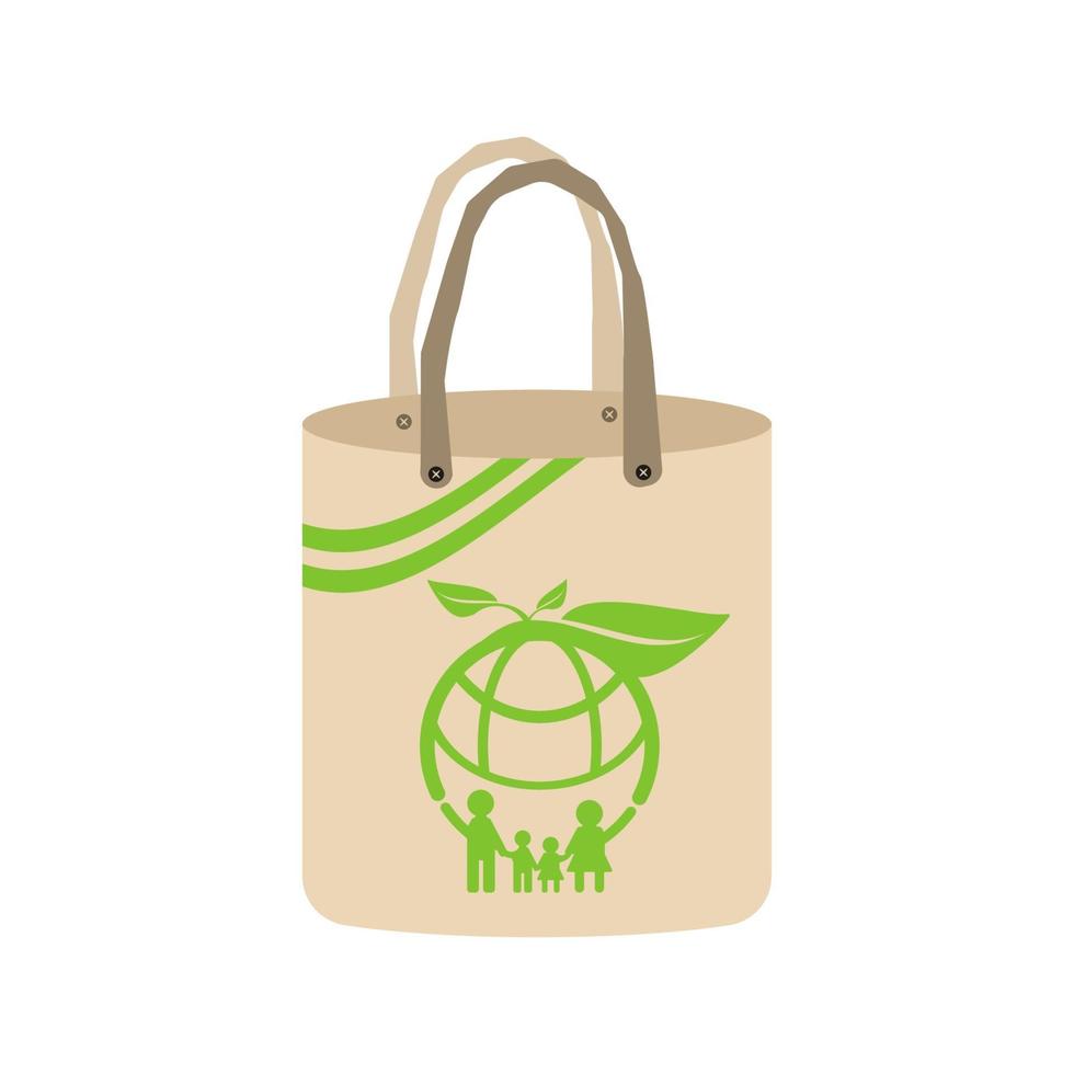 concepto de ecología, bolsa de tela ecológica ideas ilustración vectorial. vector