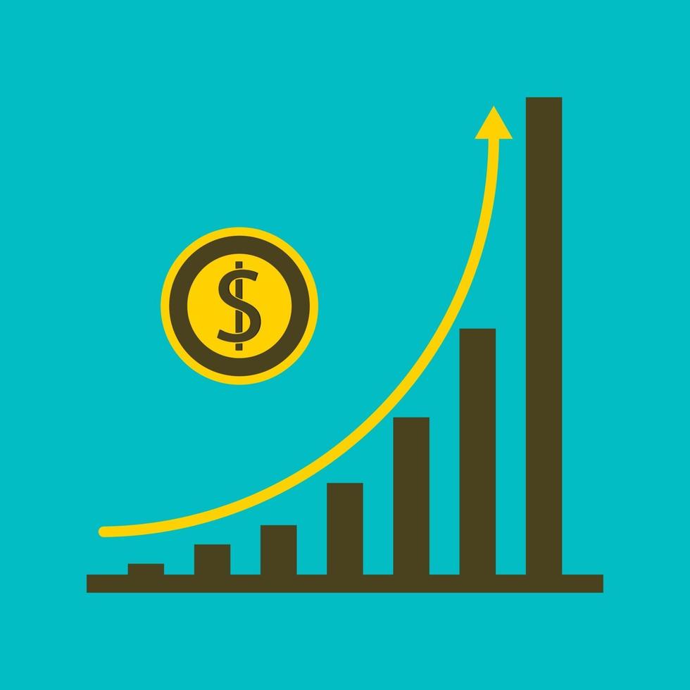 Business dollar coin concept growth chart on graph background.vector Illustrator vector