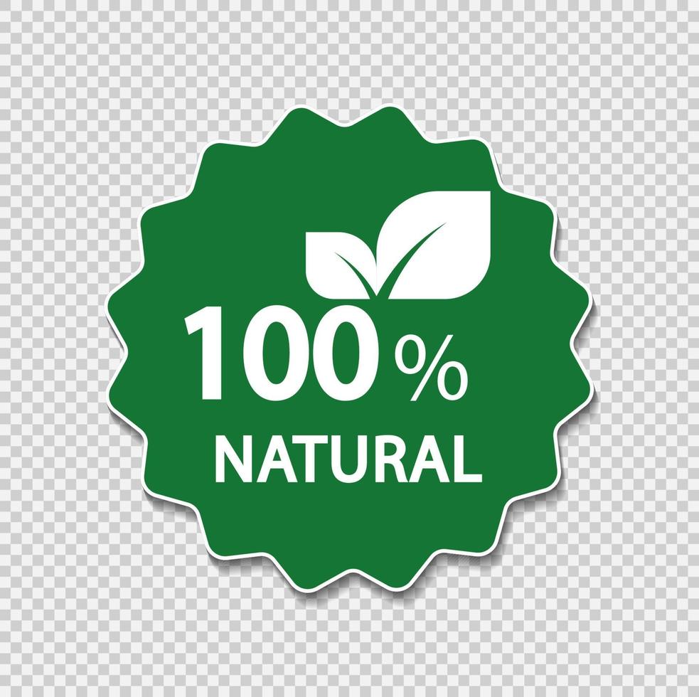 100 percent natural label. Vector illustration.