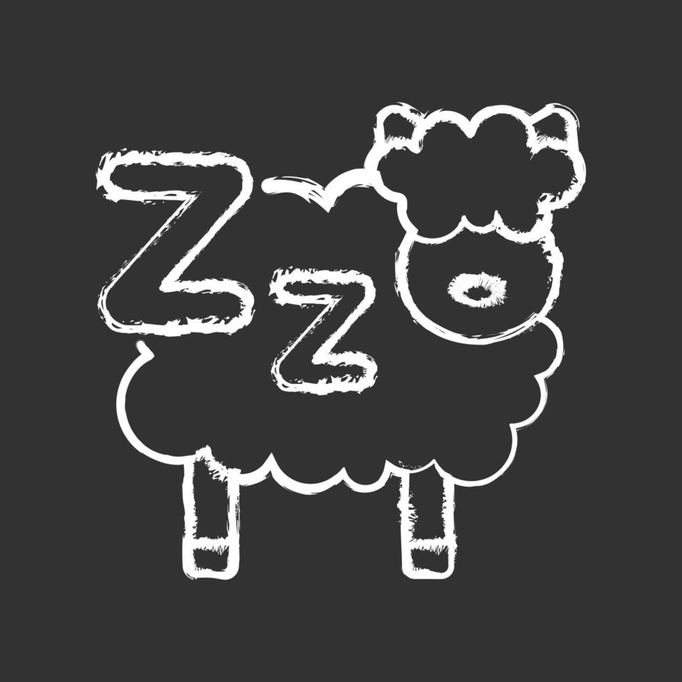 Counting sheeps chalk white icon on black background vector