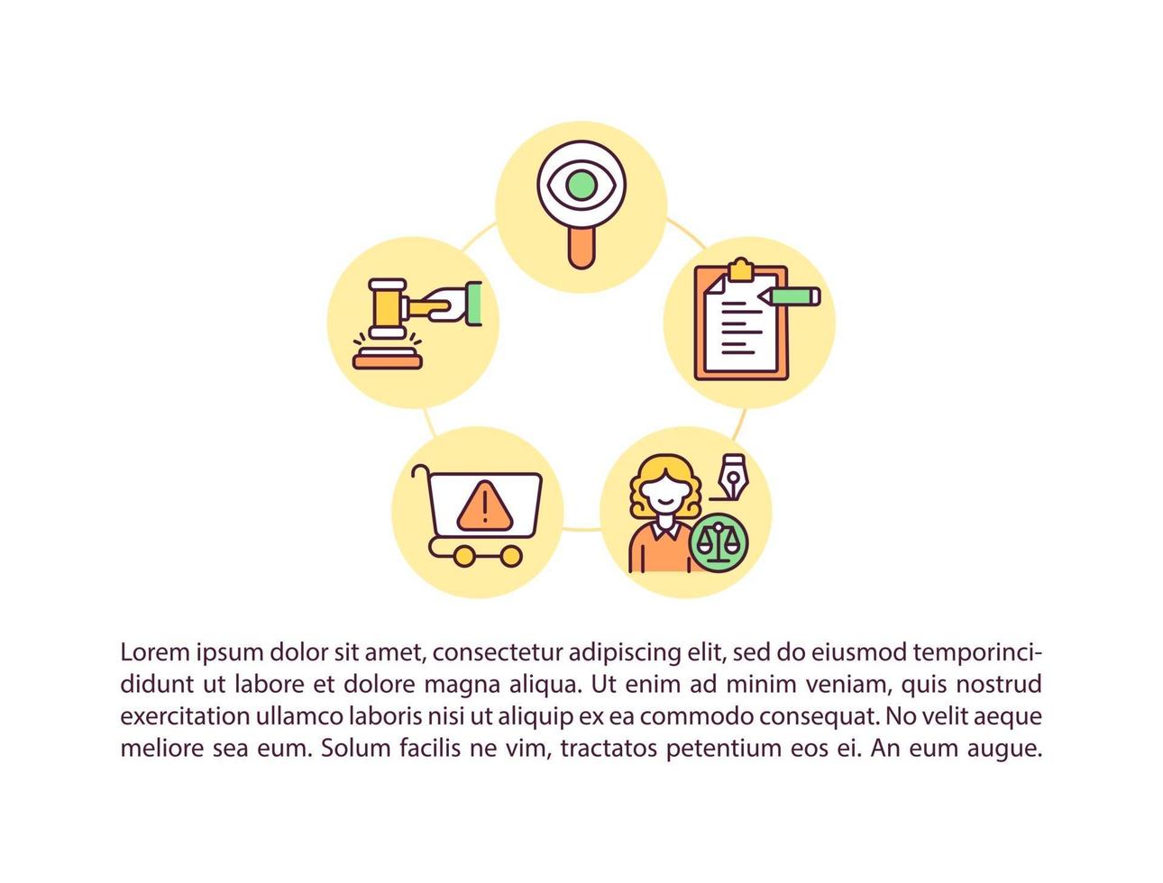 Take legal actions concept line icons with text vector