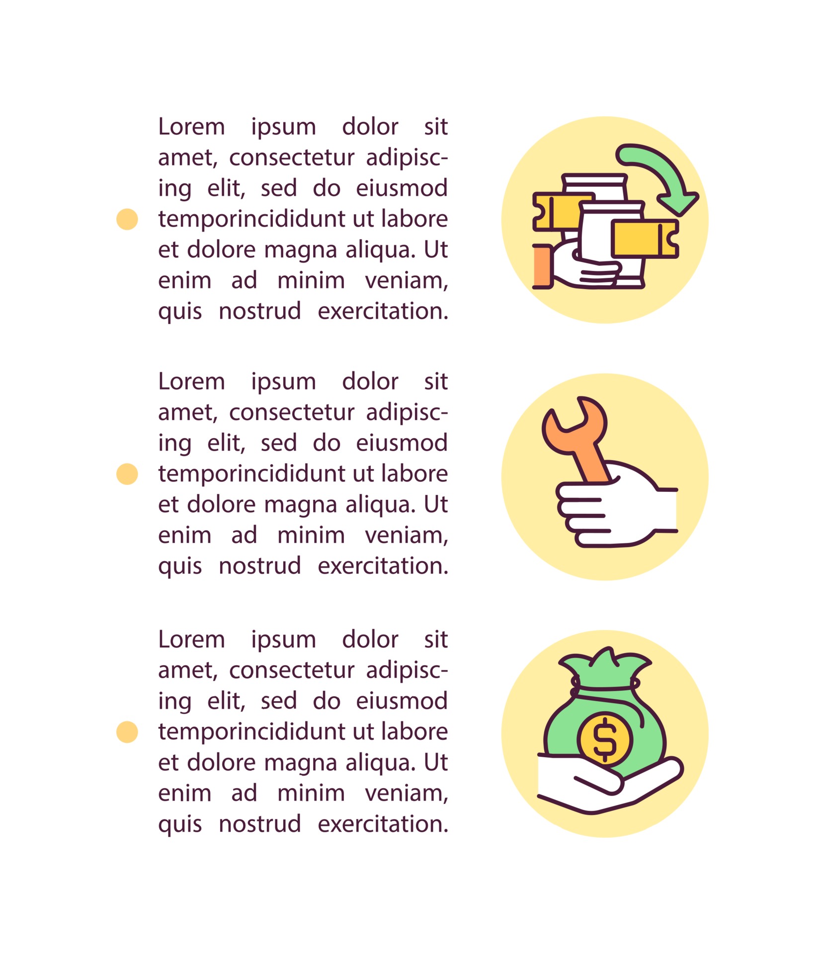 Consider repair replacement or refund options concept line icons with