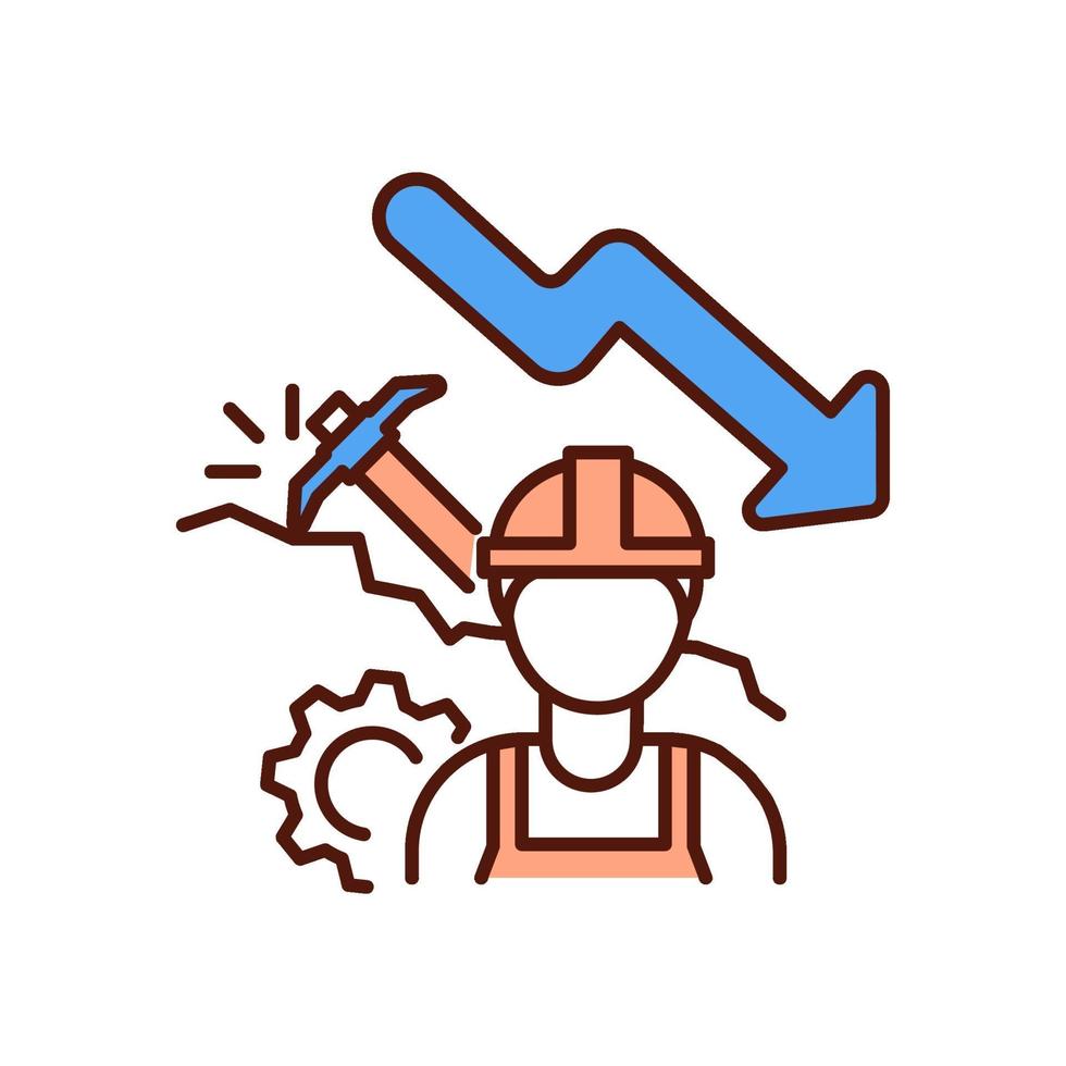 Mining industry decline RGB color icon vector